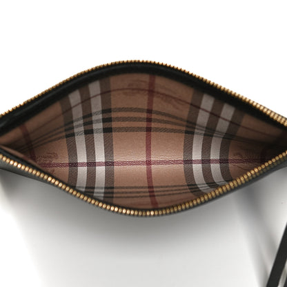 Burberry Grainy Calfskin Haymarket Check Zip Pouch Black 5 of 11
