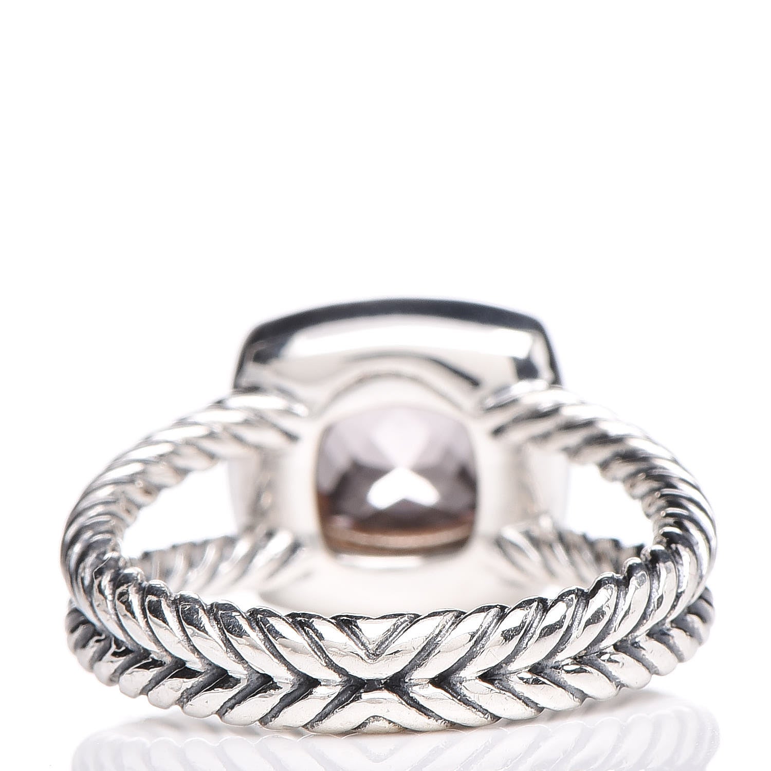 David Yurman Sterling Silver Diamond Morganite 7mm Petite Albion Ring 50 5.5 4 of 5