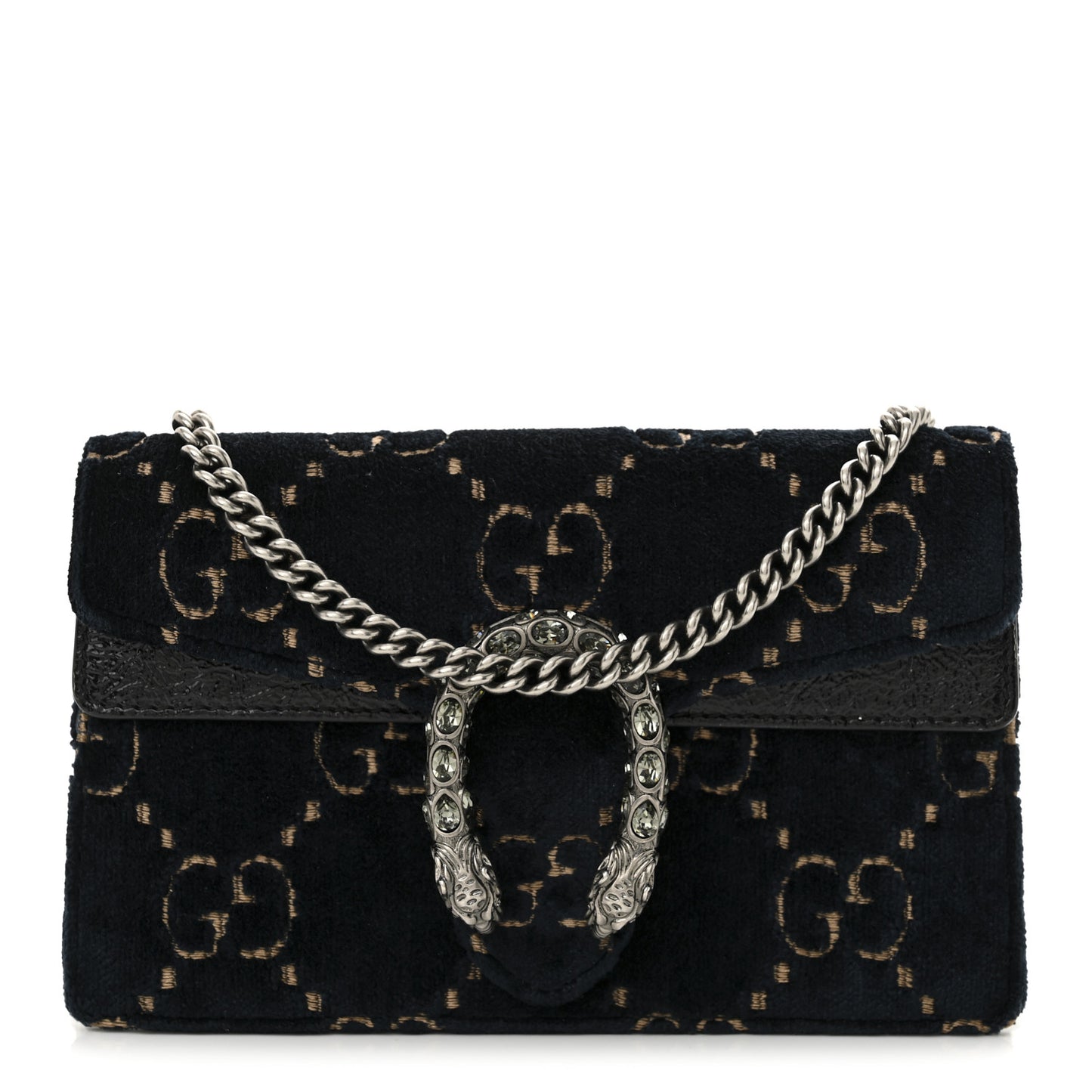 Velvet GG Monogram Super Mini Dionysus Shoulder Bag Blue Beige Black