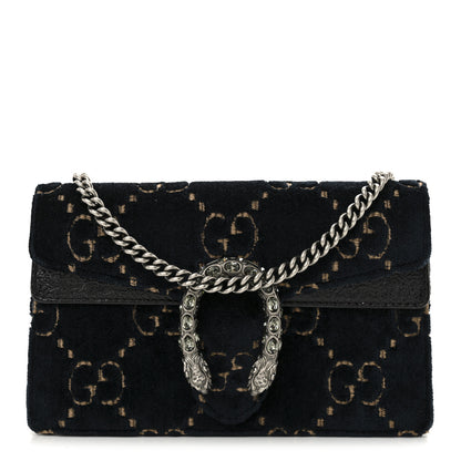 Gucci Velvet GG Monogram Super Mini Dionysus Shoulder Bag Blue Beige Black 1 of 9