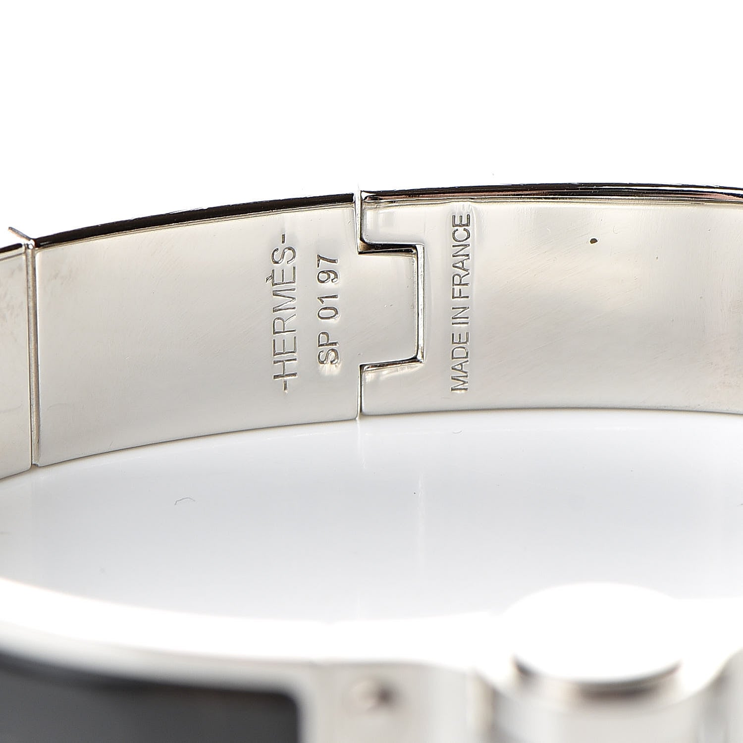 Hermes Enamel Charniere Uni Narrow Hinged Bracelet M Black 4 of 6