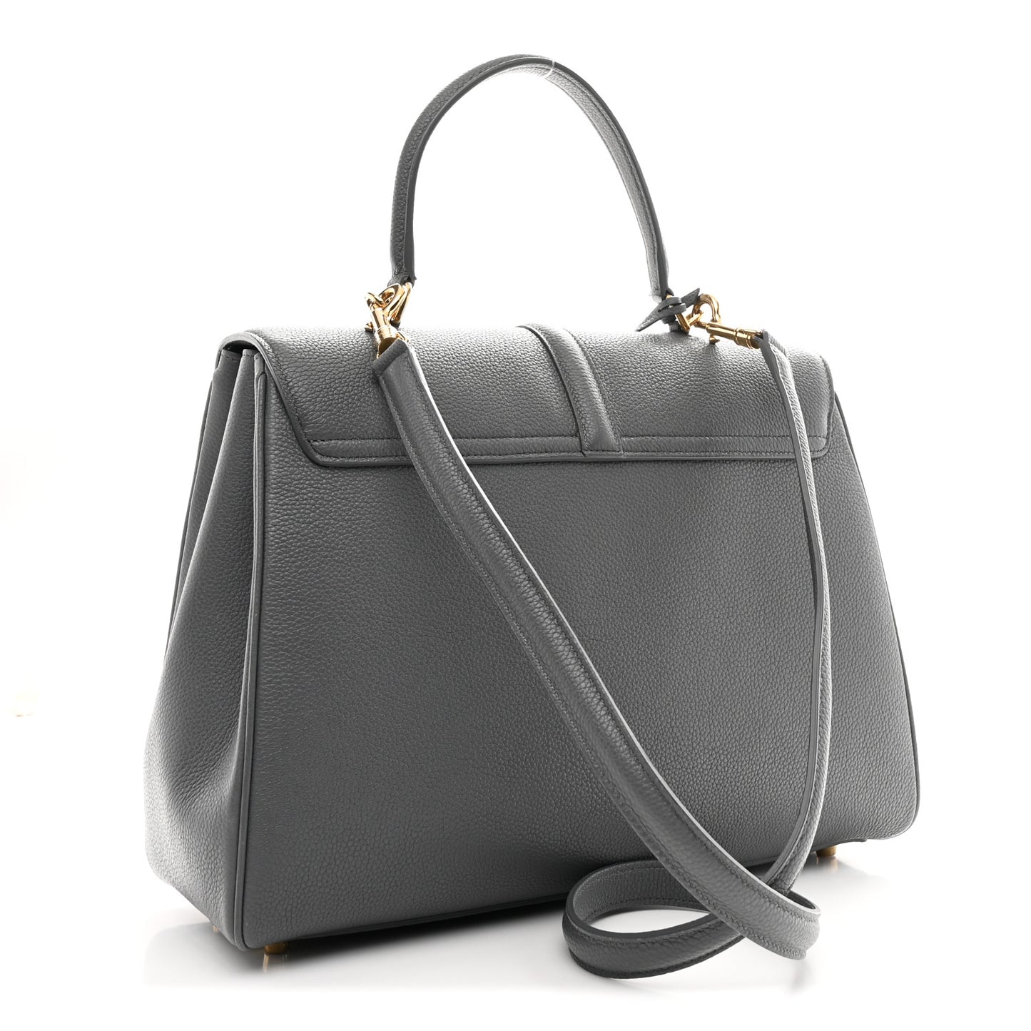 Grained Calfskin Medium 16 Top Handle Bag Grey