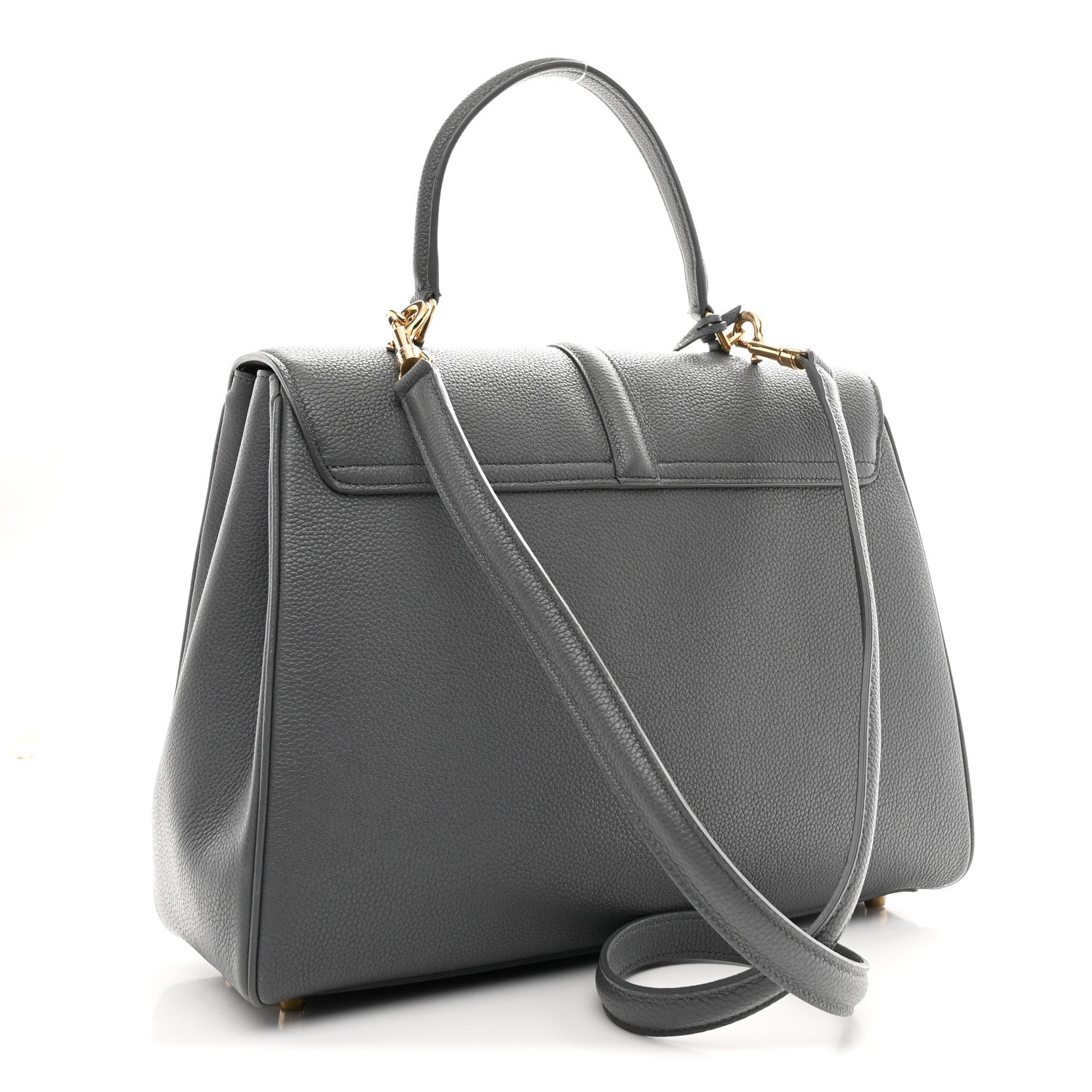 Celine Grained Calfskin Medium 16 Top Handle Bag Grey 2 of 10