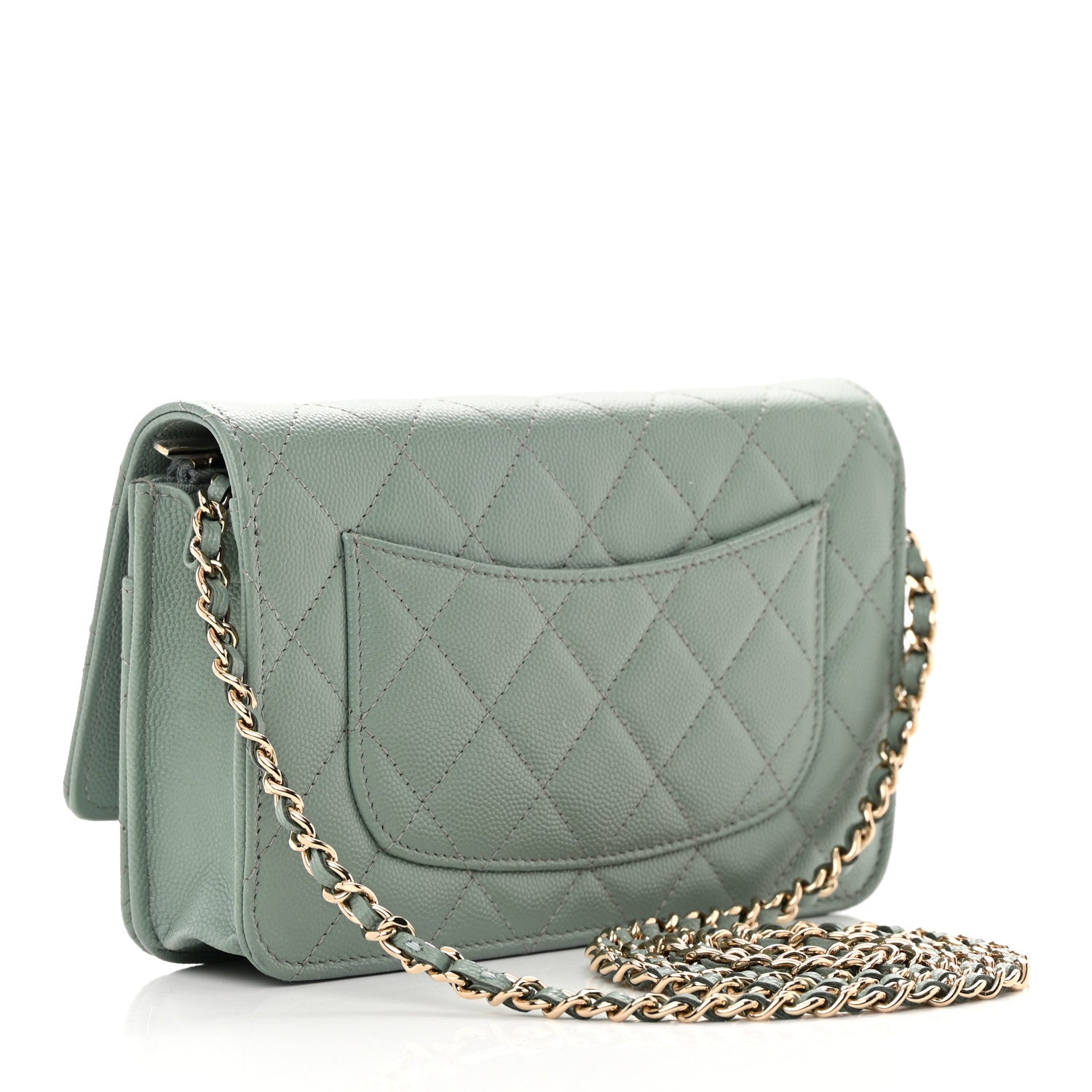 Chanel Caviar Quilted Wallet On Chain WOC Dark Green 3 of 16