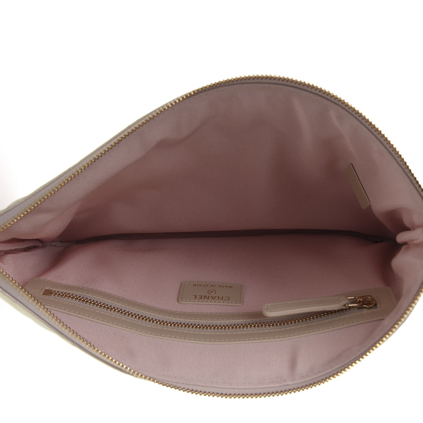 Iridescent Lambskin Quilted Medium Cosmetic Case White
