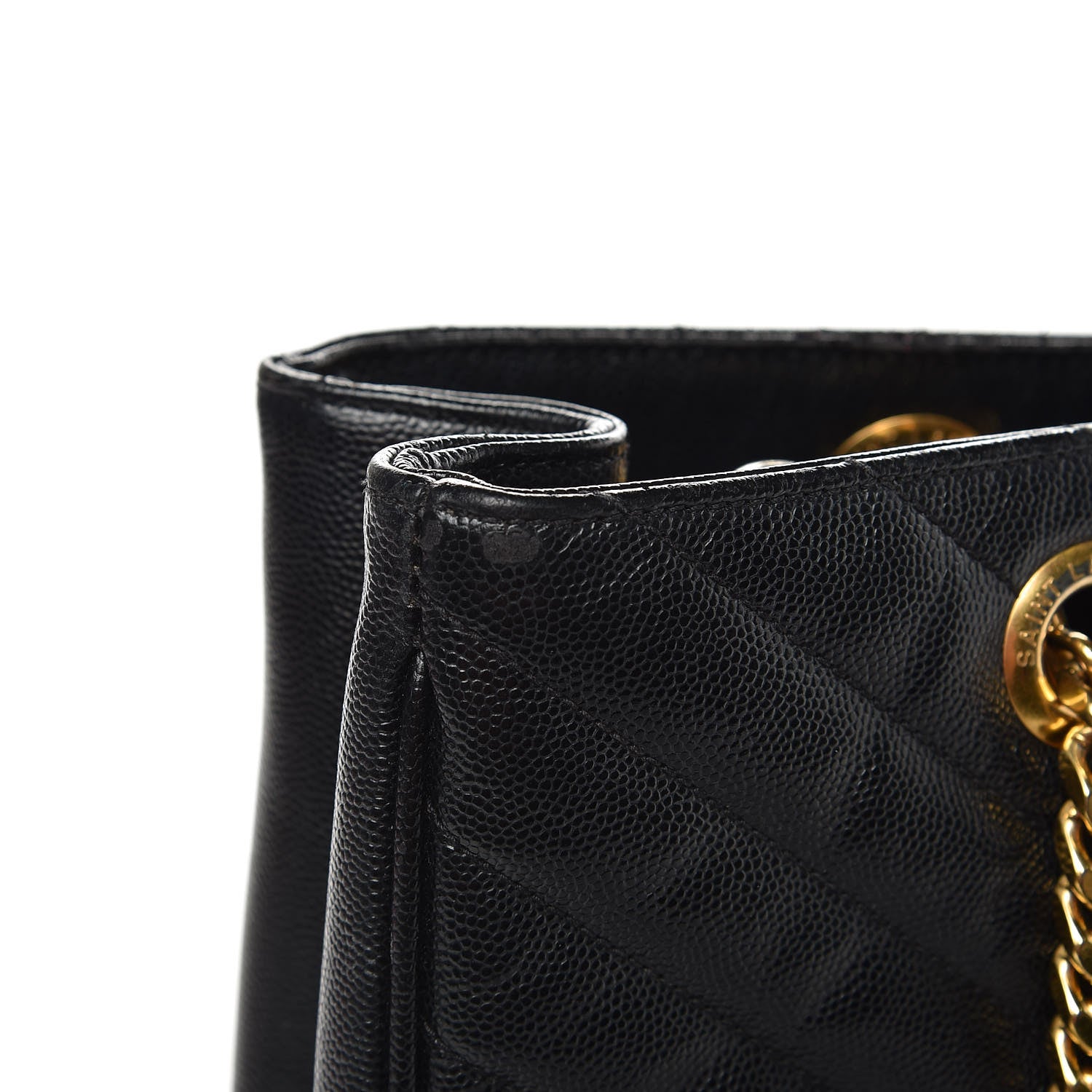 Saint Laurent Grain De Poudre Matelasse Chevron Monogram Shopping Bag Black 12 of 16