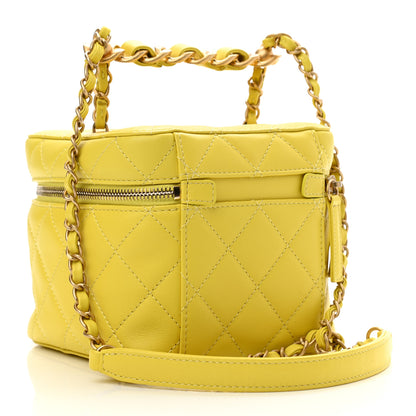 Chanel Calfskin Quilted Small Vanity Case With Chain Yellow 3 of 10