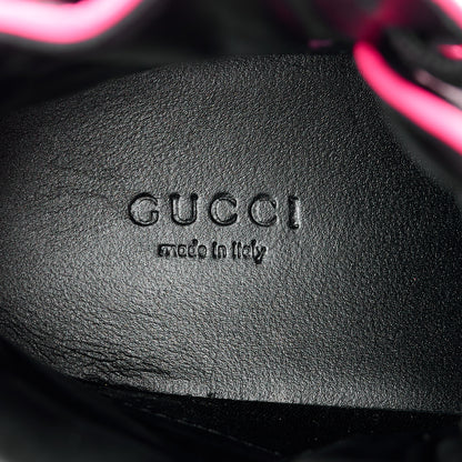 Gucci Lambskin Calfskin Womens High Top Sneakers 36 Black Neon Green Pink 7 of 10