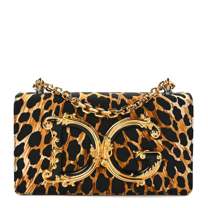 Dolce & Gabbana Satin Ocelot Printed DG Girls Phone Bag Black 1 of 8