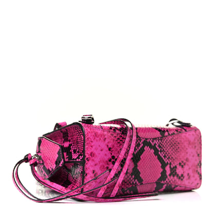 Balenciaga Calfskin Python Effect Neo Classic Silver Hardware Mini City Fuchsia Black 3 of 5