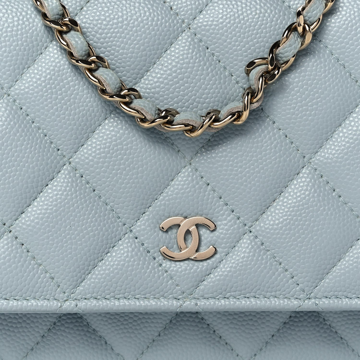Chanel Caviar Quilted Wallet On Chain WOC Light Blue 8 of 12