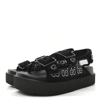 Gucci Tela Retino Kid Scamosciato Crystal GG Monogram Womens Dad Sandals 36 Black 4 of 8