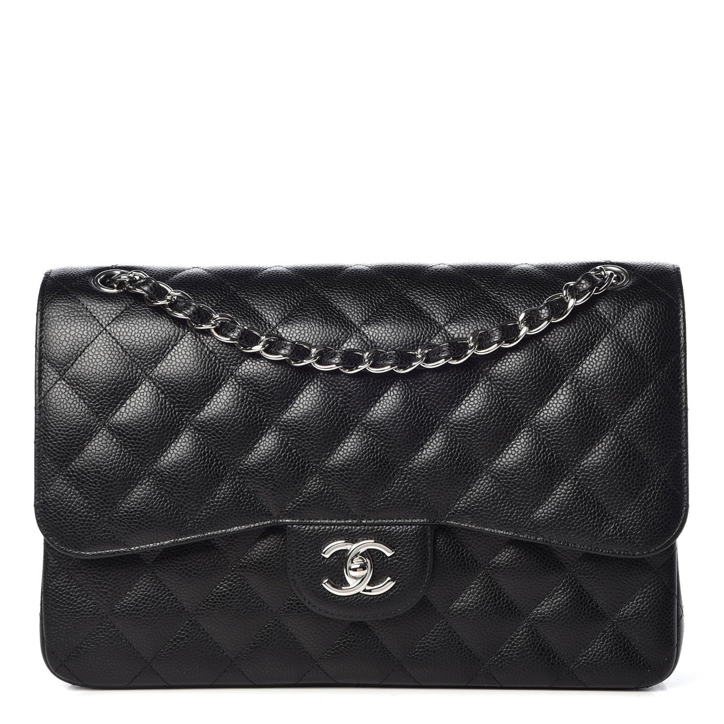Caviar Quilted Jumbo Double Flap Black