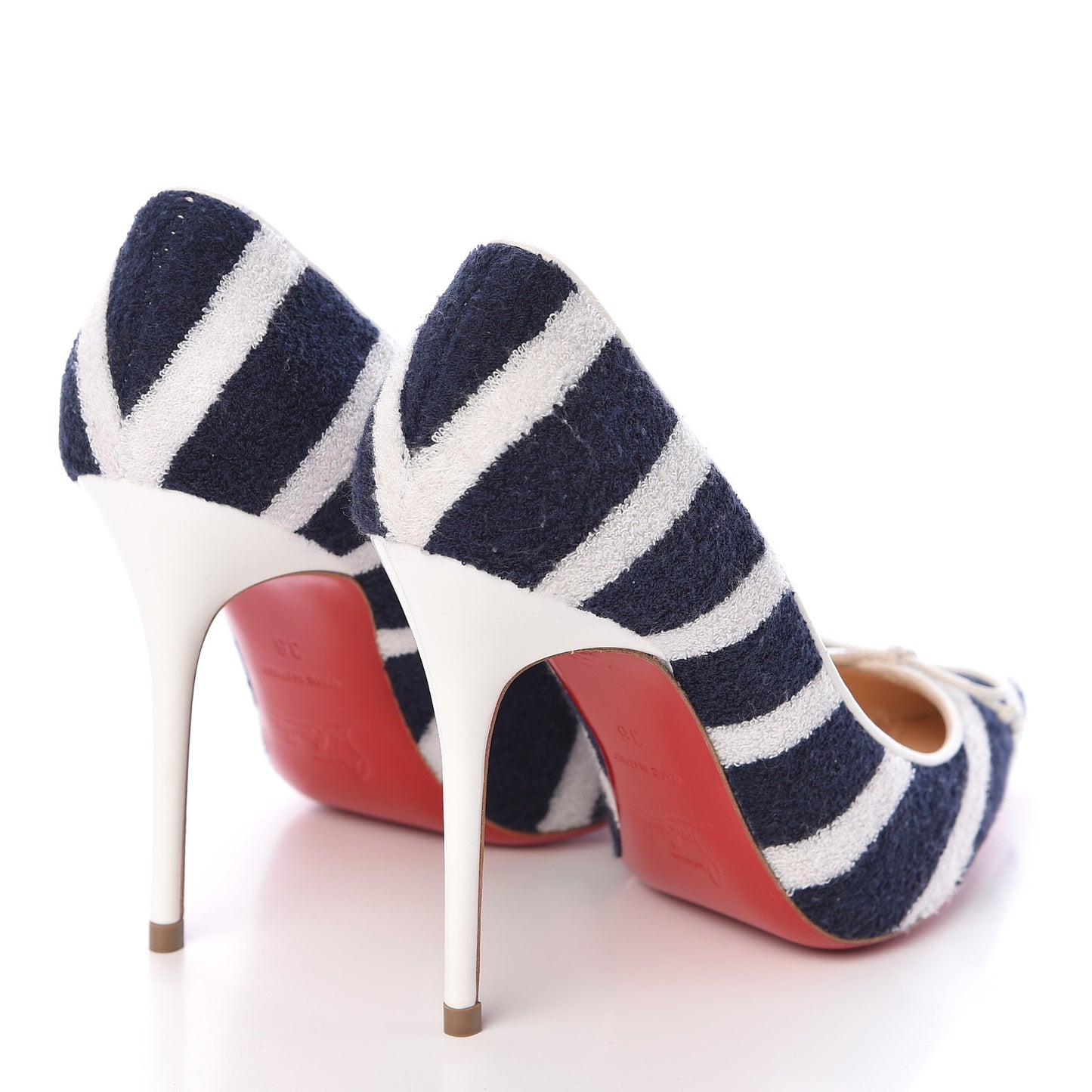 Sponge Fabric Shiny Nappa Decollete Spa 100 Pumps 36 Navy White