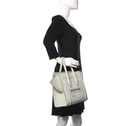 Celine Drummed Calfskin Micro Luggage Jade 2 of 10
