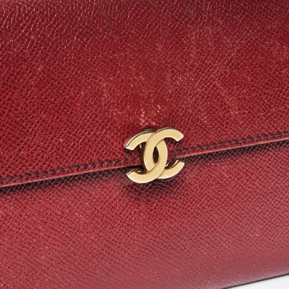 Chanel Grained Calfskin CC Flap Wallet Dark Red 9 of 10