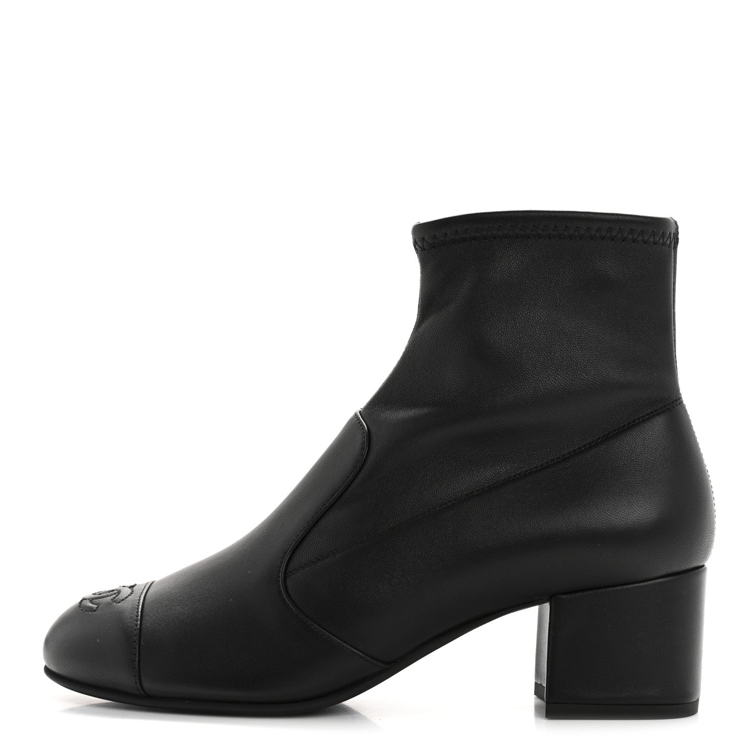 Chanel Stretch Lambskin Cap Toe CC Short Boots 38 Black 1 of 8