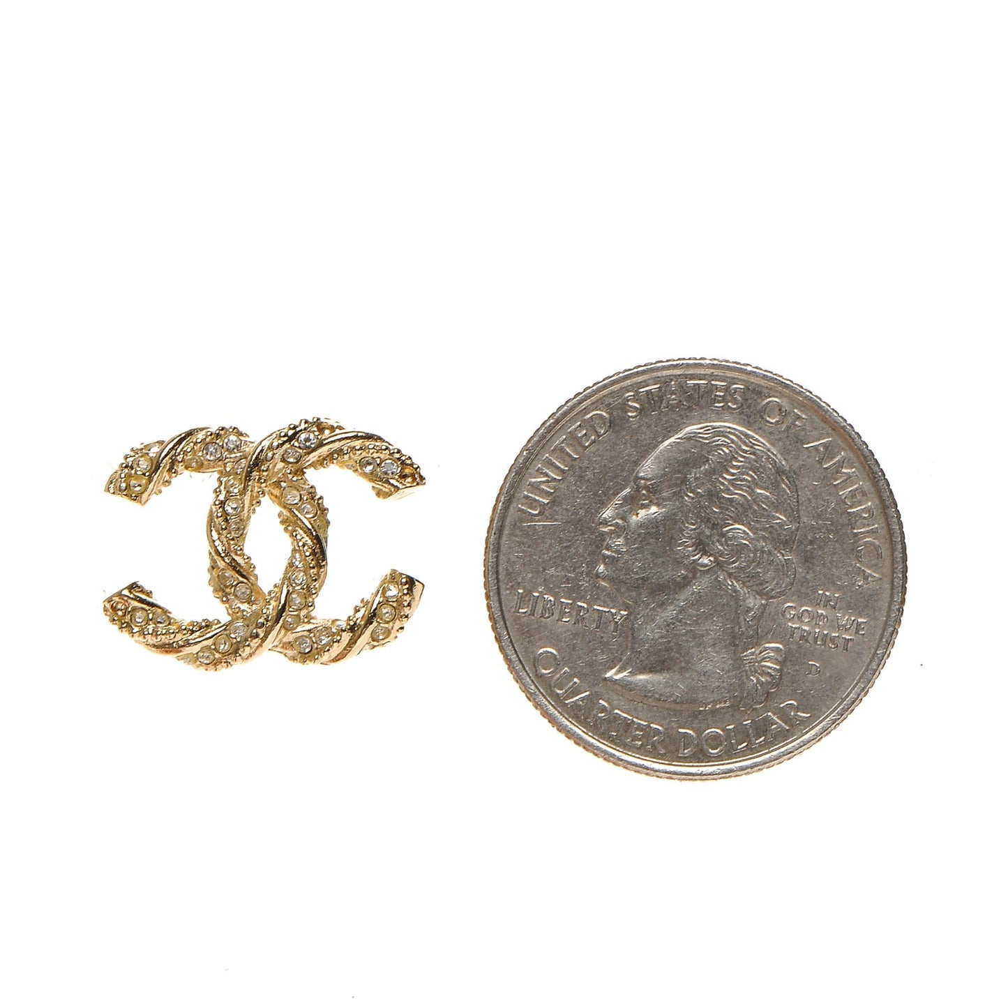 Crystal Twisted CC Earrings Gold