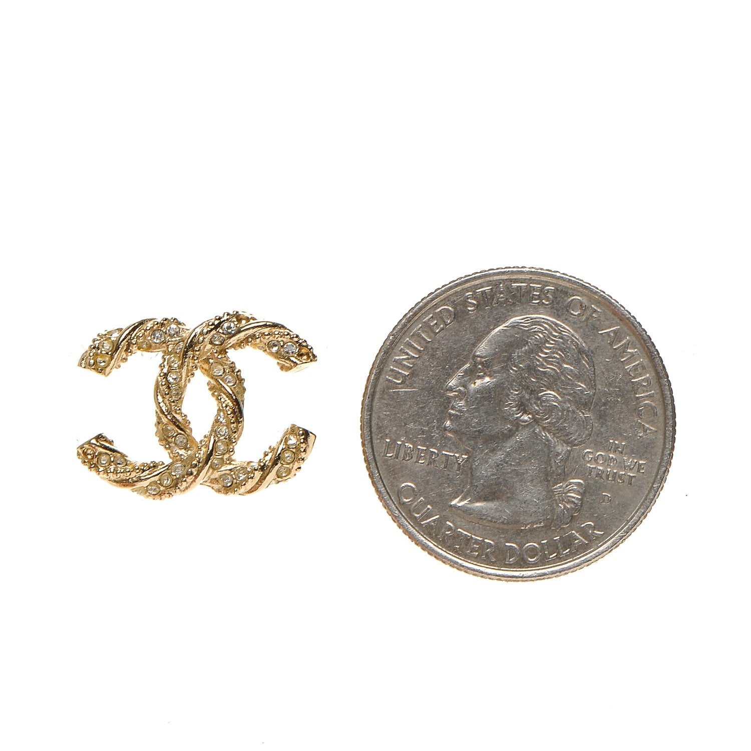 Chanel Crystal Twisted CC Earrings Gold 2 of 4