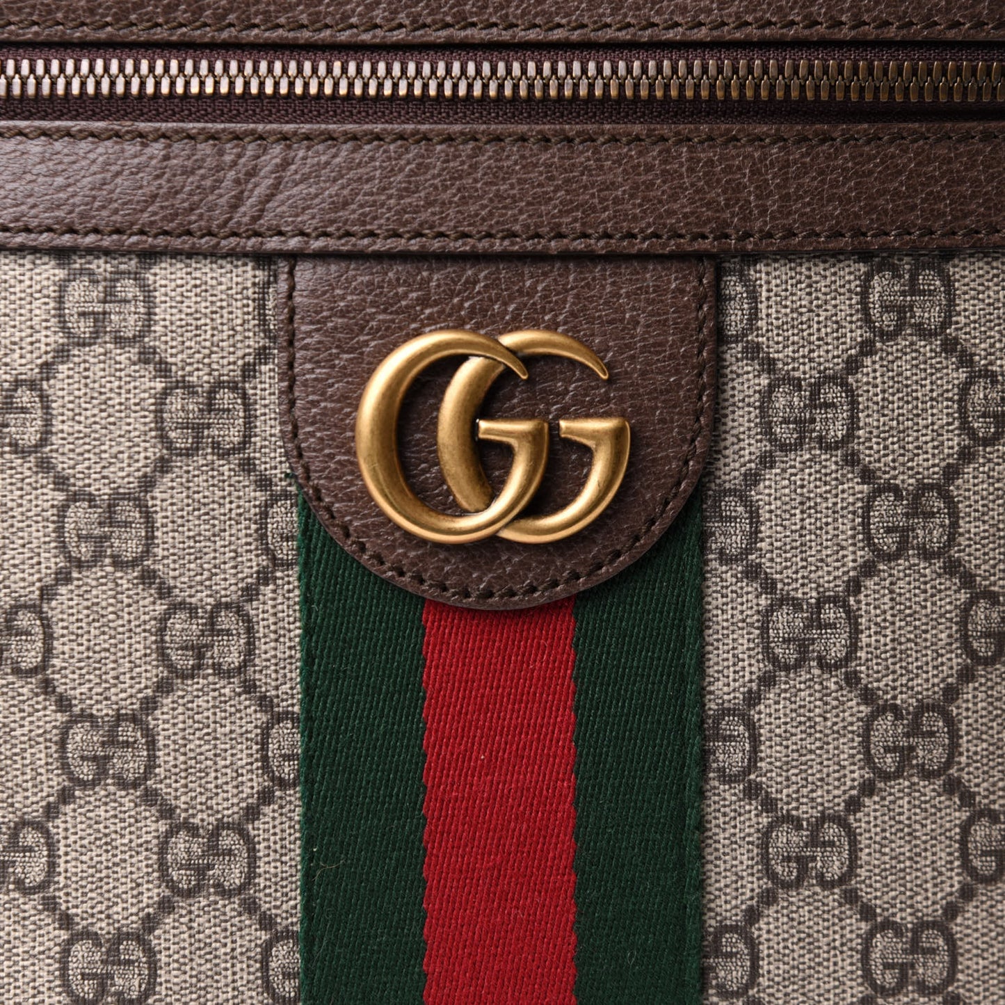 GG Supreme Monogram Web Medium Ophidia Messenger Bag Brown