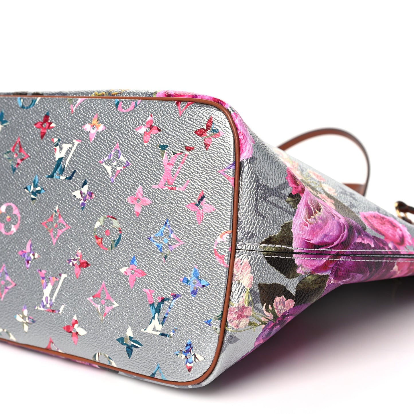Metallic Monogram LV Garden Neverfull MM Silver