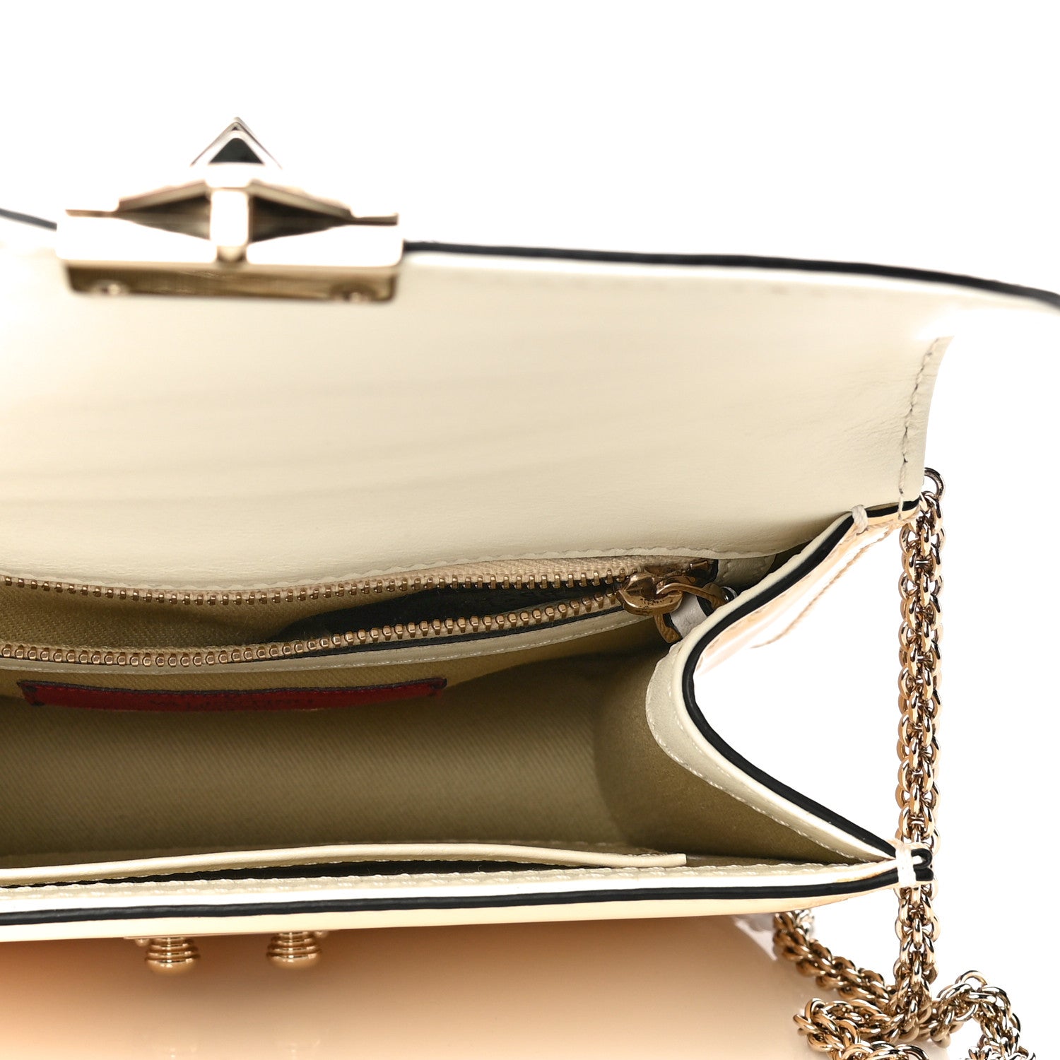 Valentino Garavani Patent Small Glam Lock Rockstud Flap Ivory 4 of 13