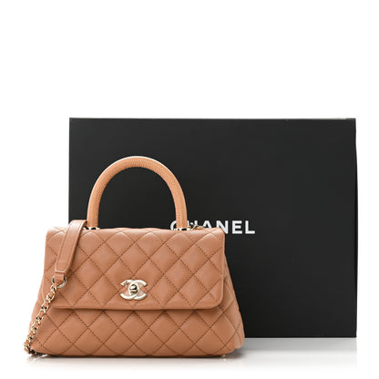 Chanel Caviar Quilted Lizard Embossed Mini Coco Handle Flap Brown 3 of 11