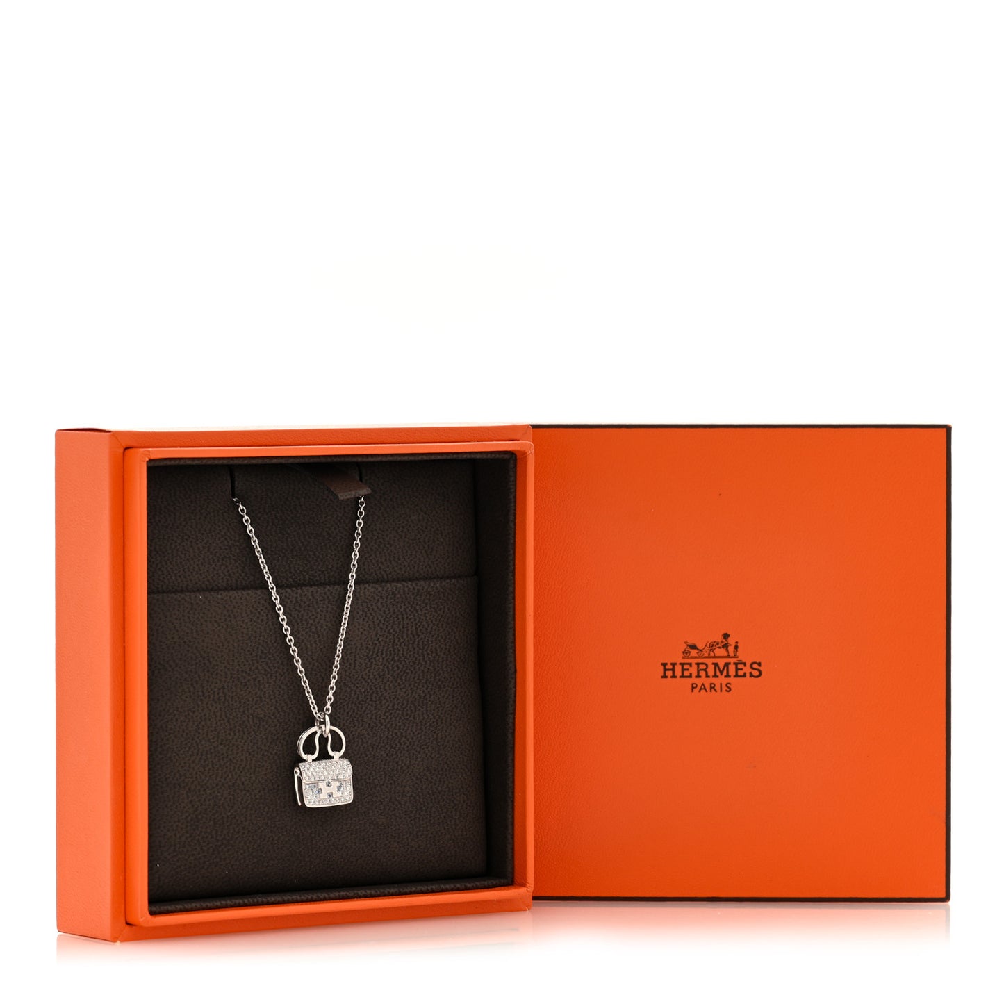 18K White Gold Diamond Constance Amulette Pendant Necklace