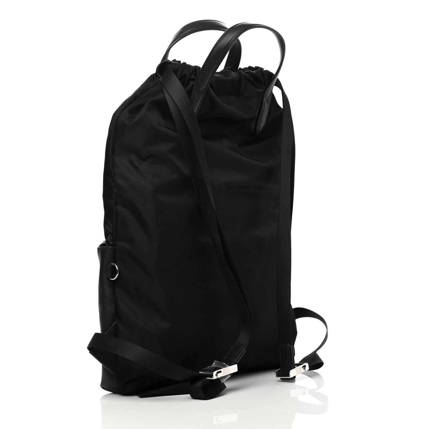 Fendi Nylon Vitello Faces Vocabulary Drawstring Backpack Black 3 of 11