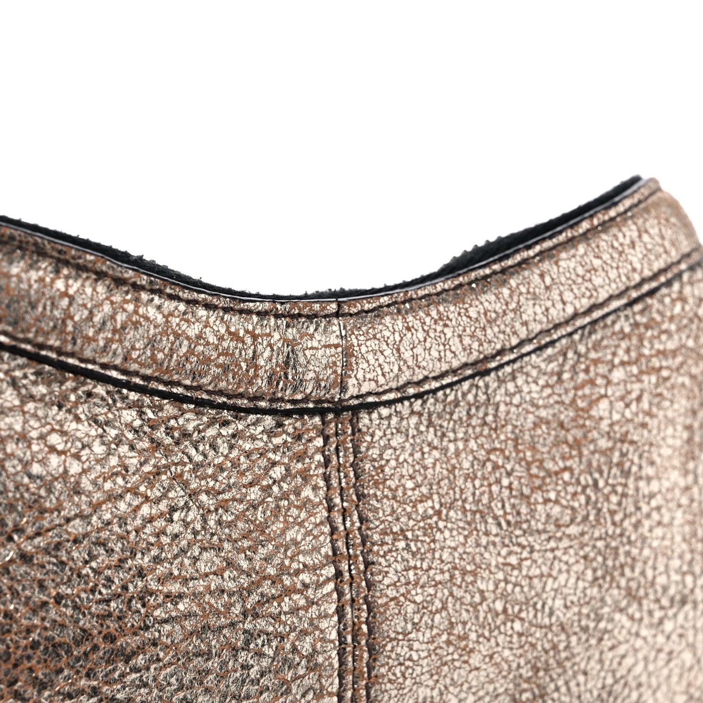 Metallic Crackled Lambskin De Manta Clutch Gold