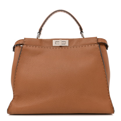 Fendi Cuoio Romano Selleria Bi-Color Large Peekaboo Iconic Satchel Mou Deserto 1 of 11
