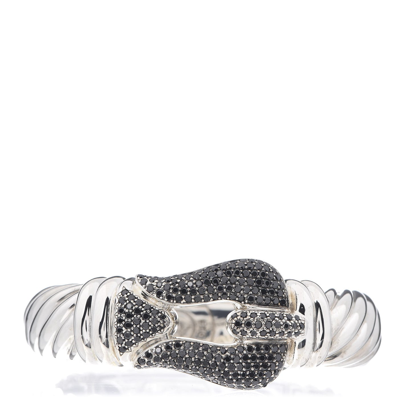 Sterling Silver Black Diamond 15mm Cable Buckle Bracelet