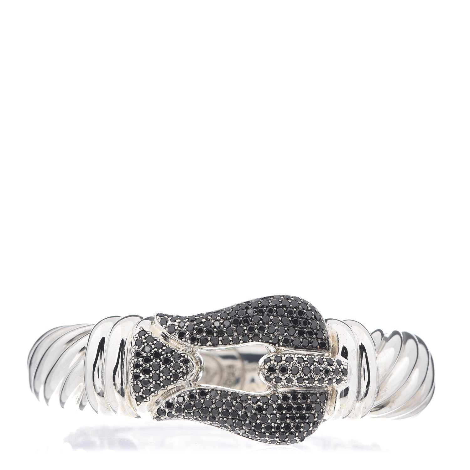 David Yurman Sterling Silver Black Diamond 15mm Cable Buckle Bracelet 1 of 4
