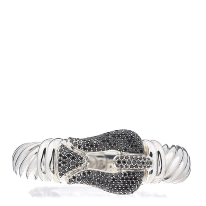 David Yurman Sterling Silver Black Diamond 15mm Cable Buckle Bracelet 1 of 4