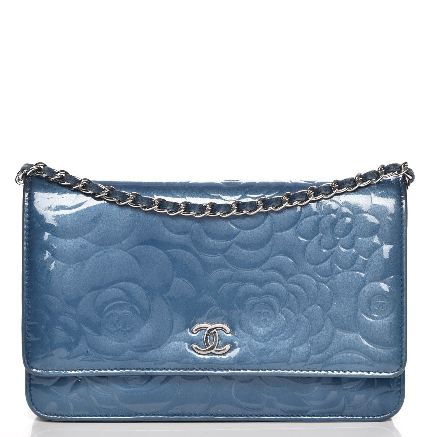 Patent Camellia Wallet on Chain WOC Blue