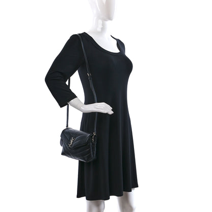 Saint Laurent Calfskin Y Quilted Monogram Toy Loulou Crossbody Bag Black 2 of 10