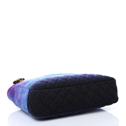 Chanel Wool Tweed CC Tote Purple Black Blue 3 of 4
