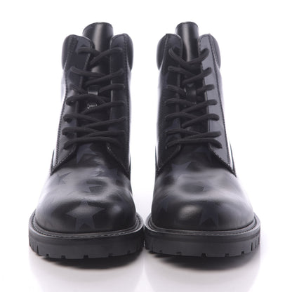 Valentino Garavani Calfskin Hologram Star Print Combat Boots 37.5 Black Marine 2 of 8