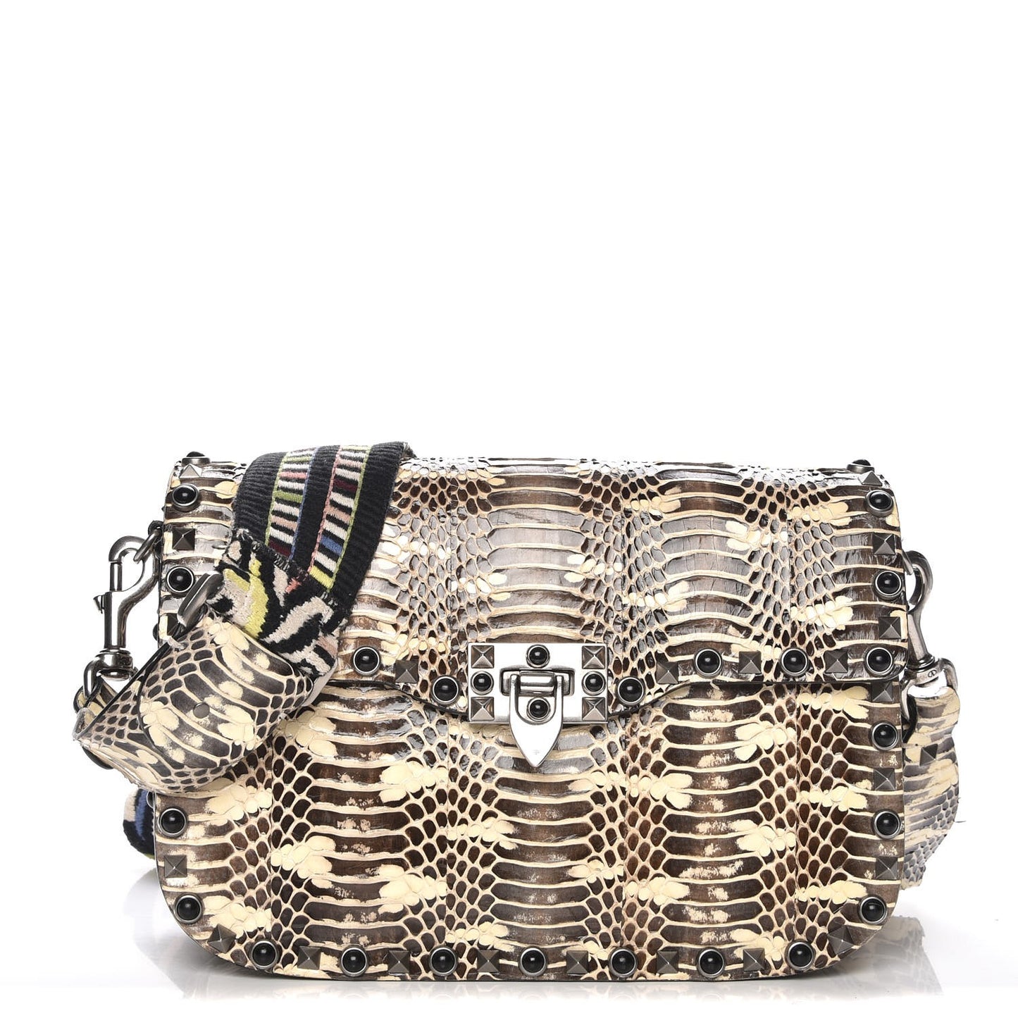 Roccia Watersnake Medium Guitar Strap Rockstud Rolling Flap Saddle Bag