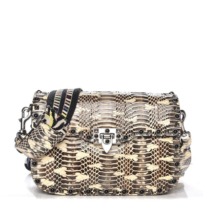 Valentino Garavani Roccia Watersnake Medium Guitar Strap Rockstud Rolling Flap Saddle Bag 1 of 9