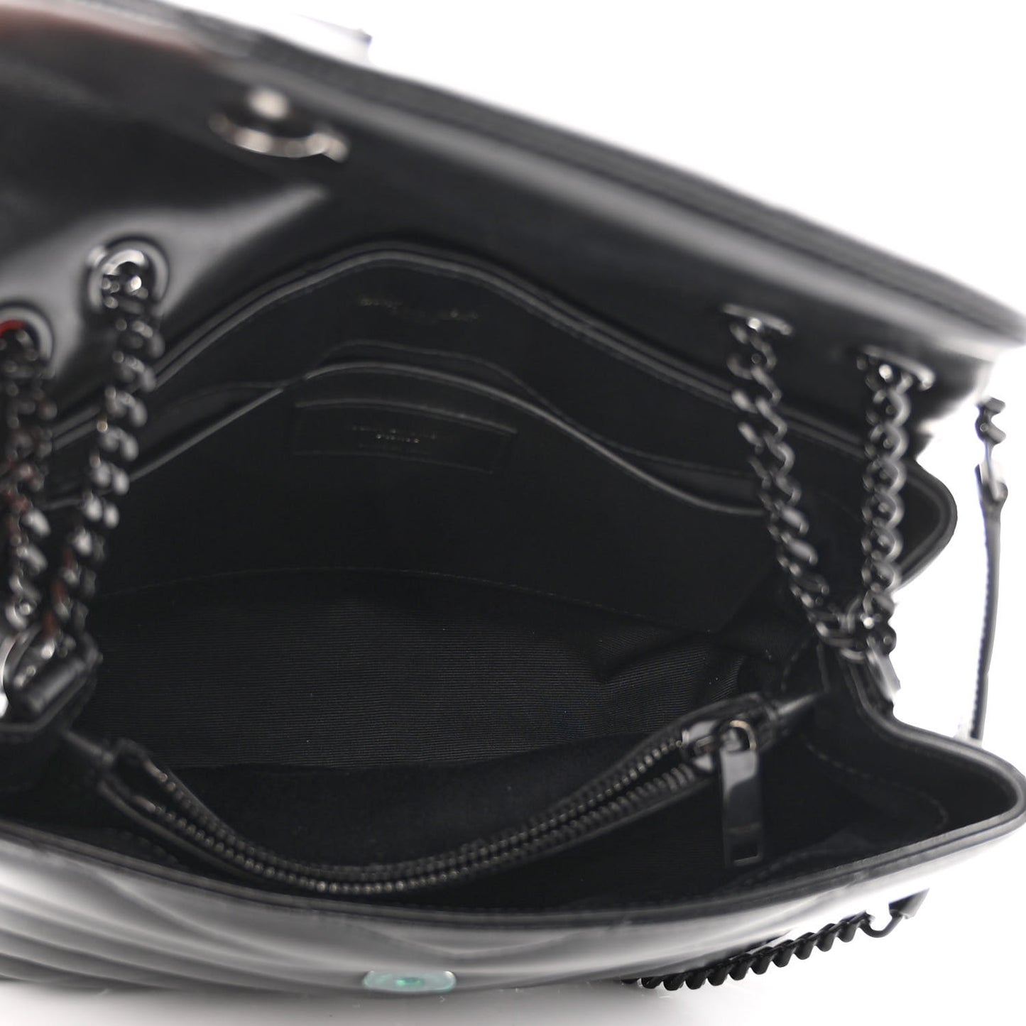 Calfskin Y Quilted Monogram Monochrome Small Loulou Chain Satchel Black