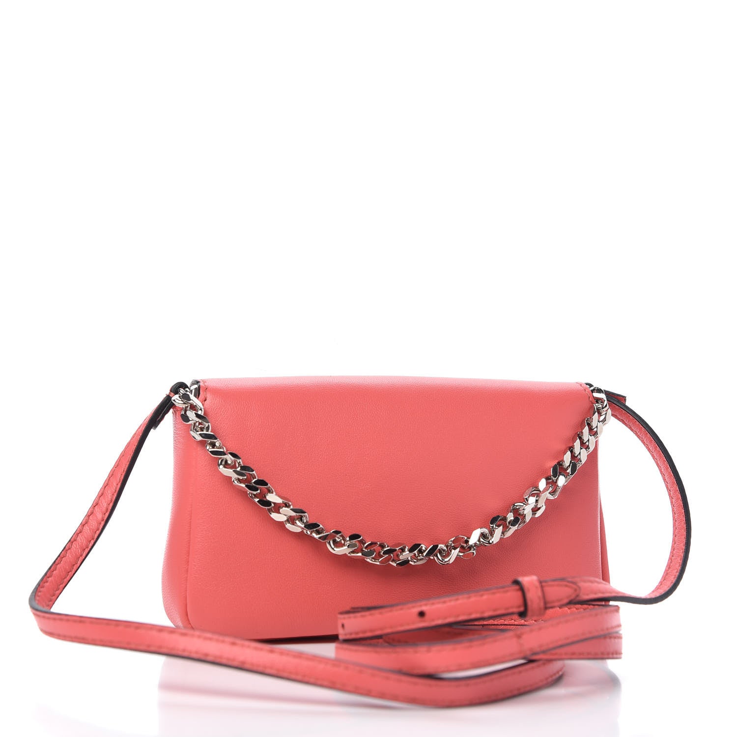 Fendi Nappa Rabbit Fox Fur Micro Buggie Baguette Coral 3 of 8