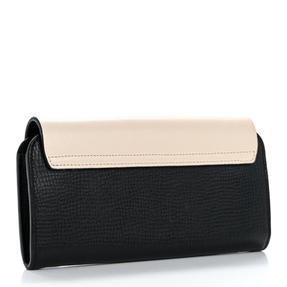 Chloe Grained Calfskin Lambskin Drew Long Wallet with Flap Black Powder Beige 3 of 9