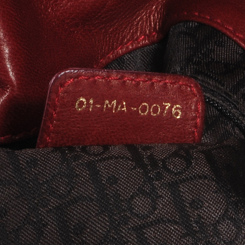 Lambskin Cannage Drawstring Bag Red