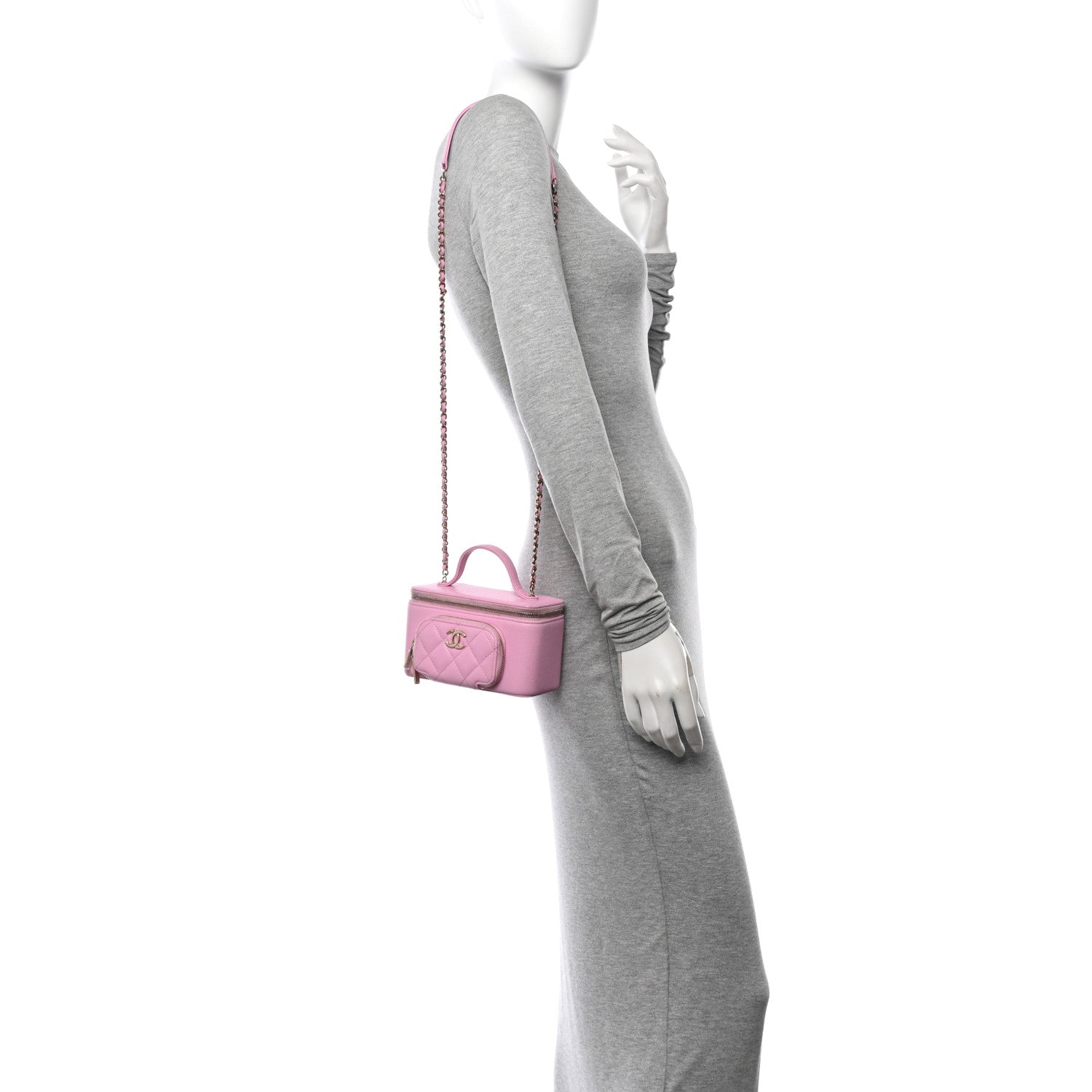 Chanel Caviar Quilted Top Handle Pocket Vanity Case Lilac 2 of 13