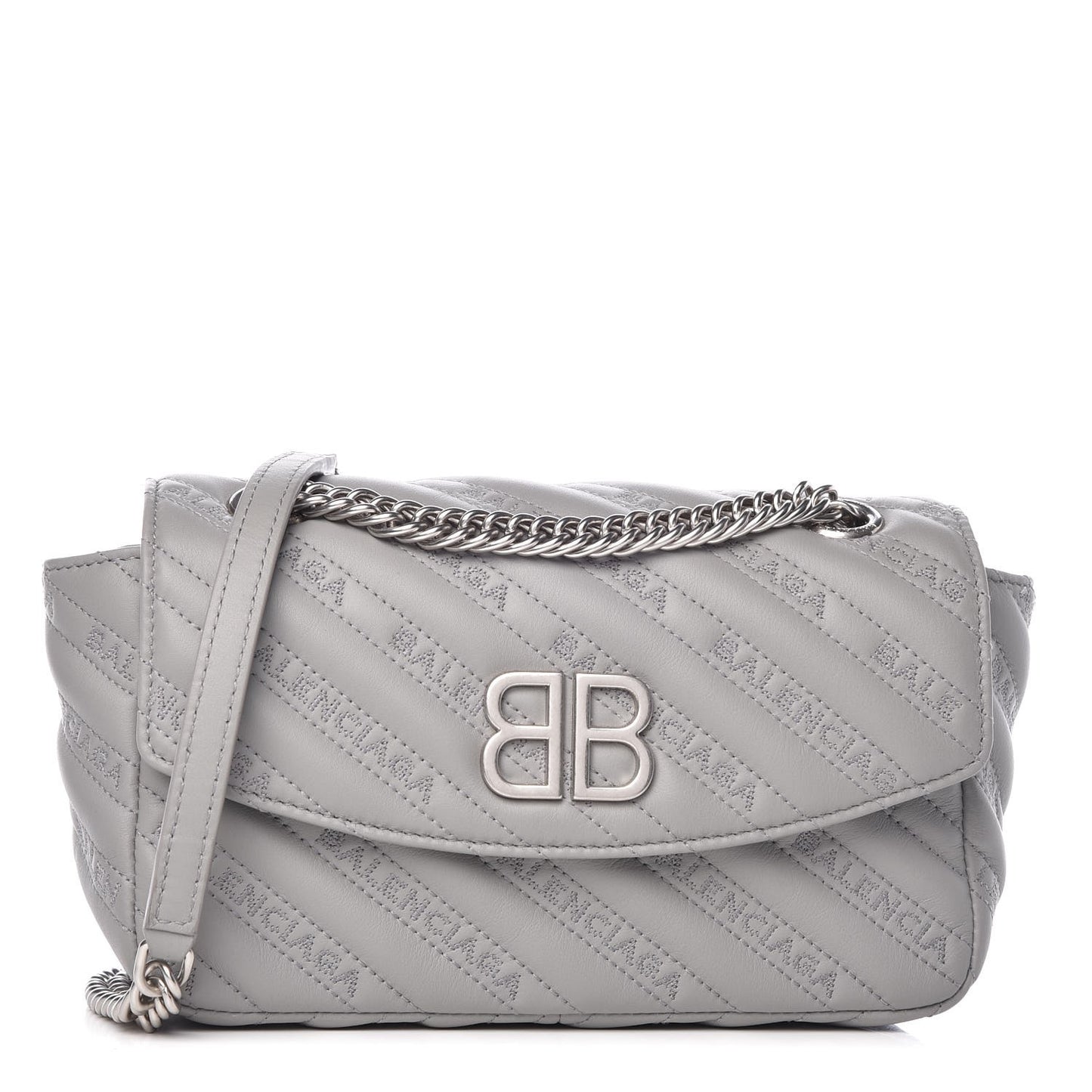 Calfskin Logo Matelasse S BB Round Shoulder Bag Gris Haussmannien