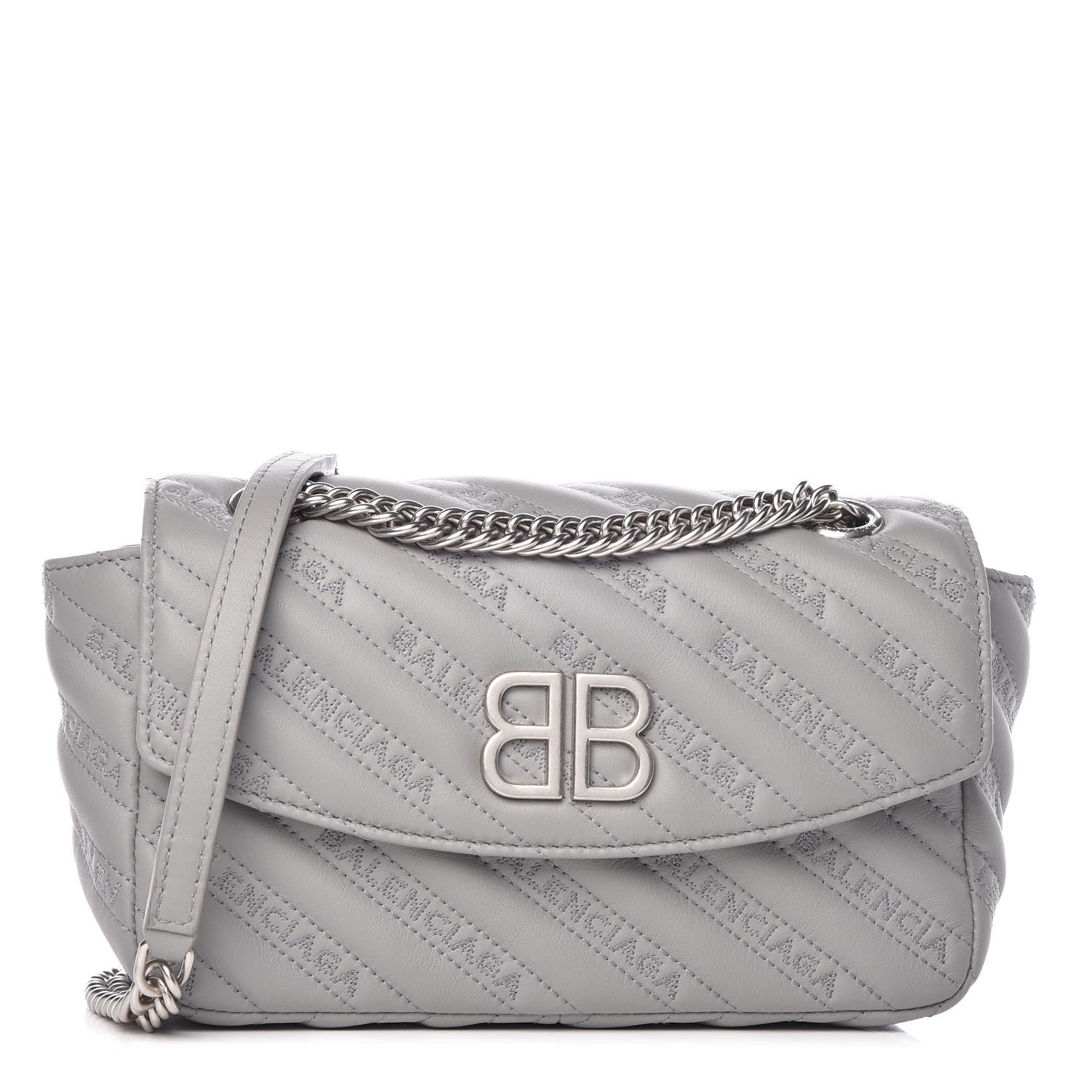 Balenciaga Calfskin Logo Matelasse S BB Round Shoulder Bag Gris Haussmannien 1 of 7