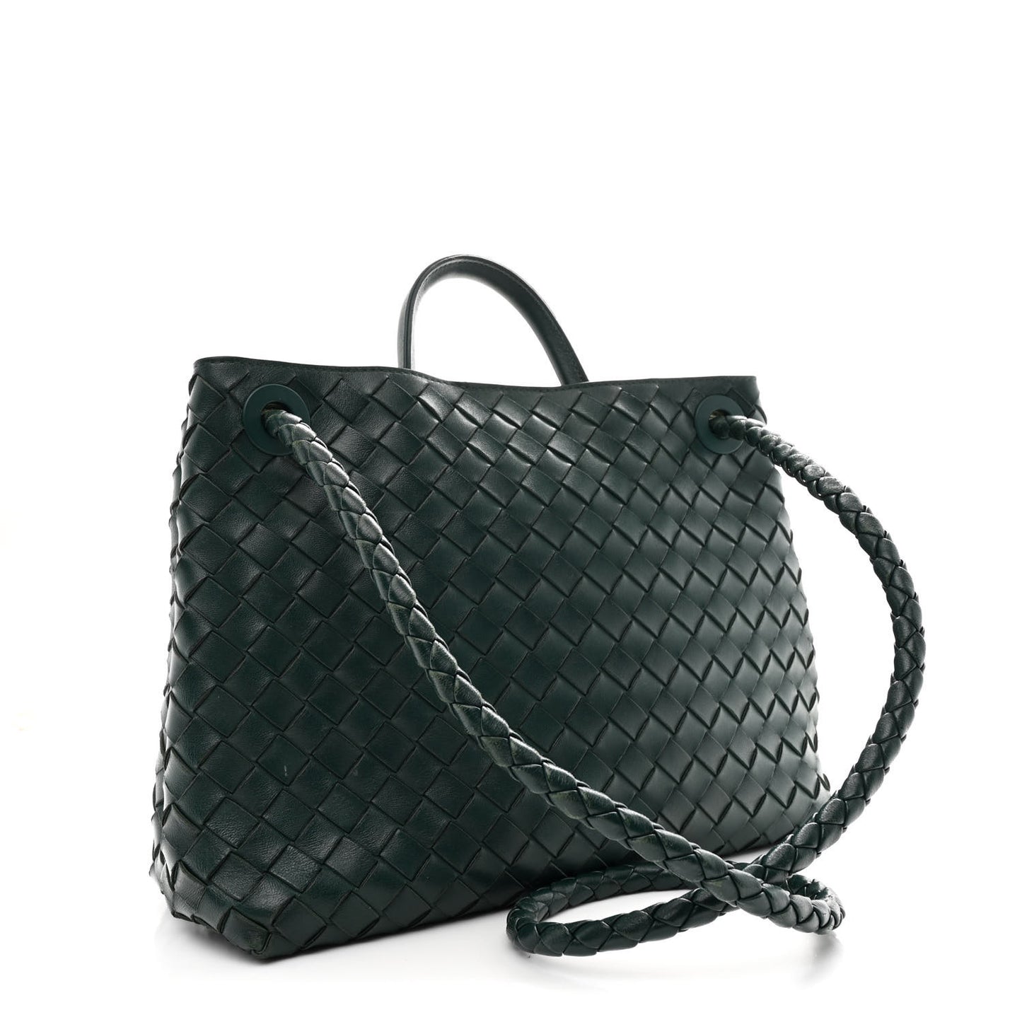 Nappa Intrecciato Medium Andiamo Shoulder Bag Emerald Green