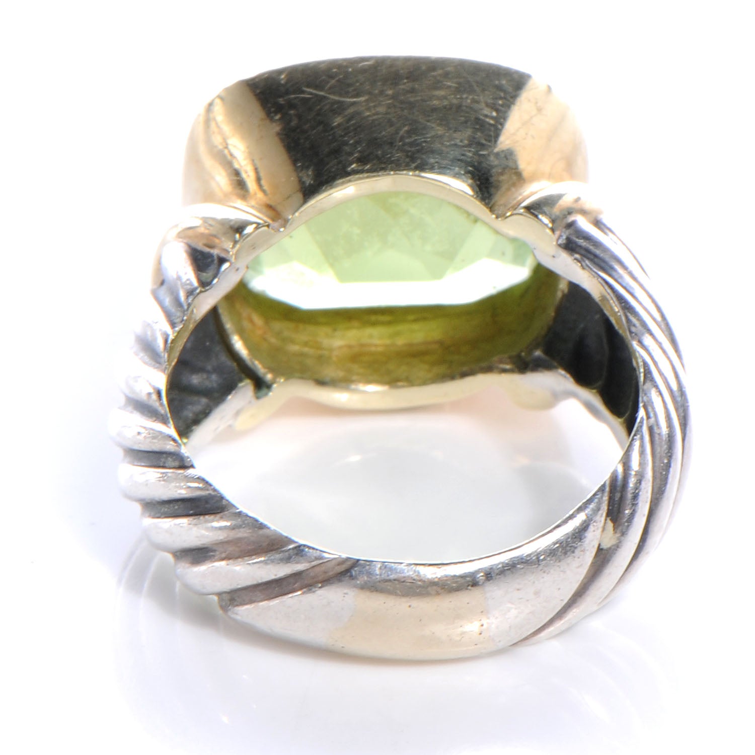 David Yurman Sterling Silver and 14k Yellow Gold Peridot Ring 6.5 6 of 7
