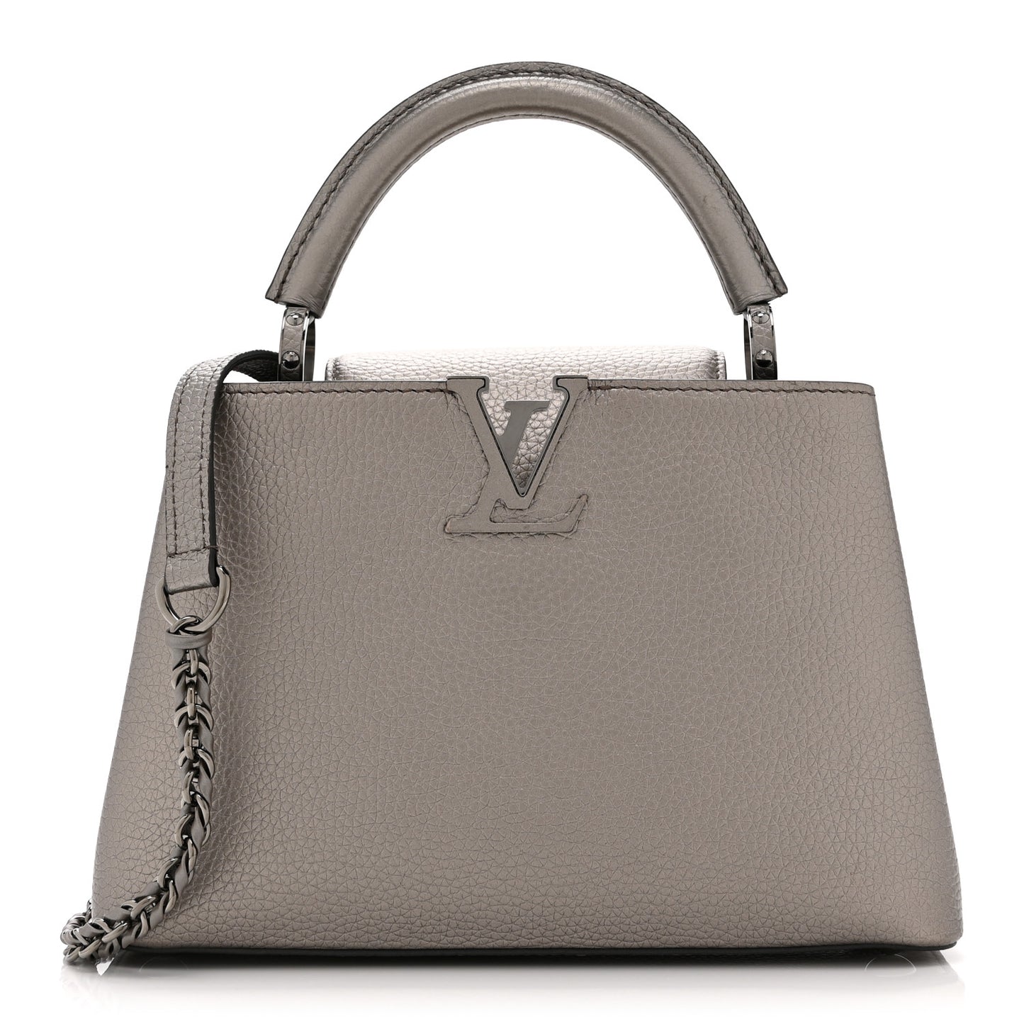 Metallic Calfskin Capucines BB Etain